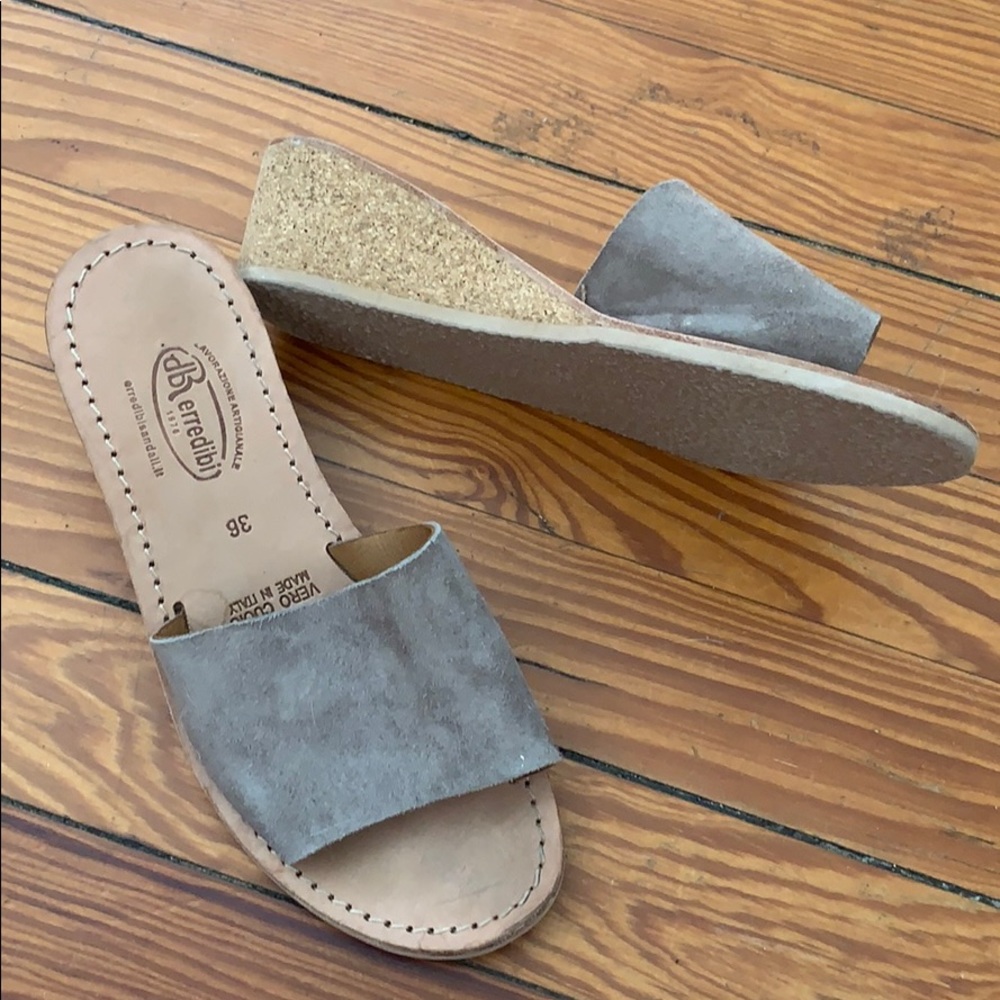 Italian suede wedge sandals